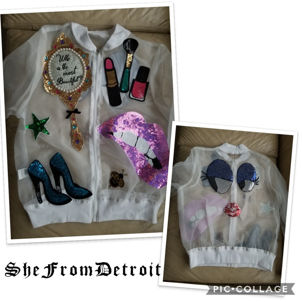 Custom sheer patch bomber jacket